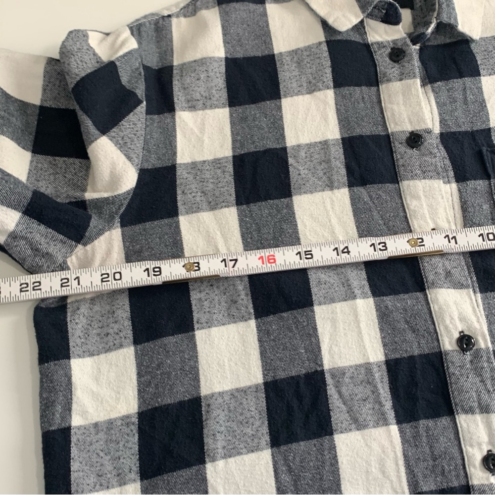 Madewell Oversized Boyfriend Flannel Top Black White Buffalo Plaid Size Small - Picture 7 of 11